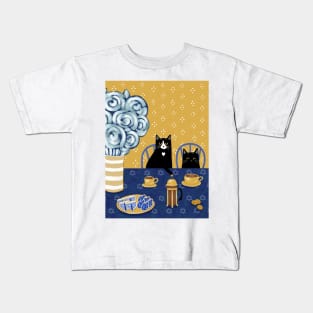 Hanukkah French Press Coffee Cats Kids T-Shirt